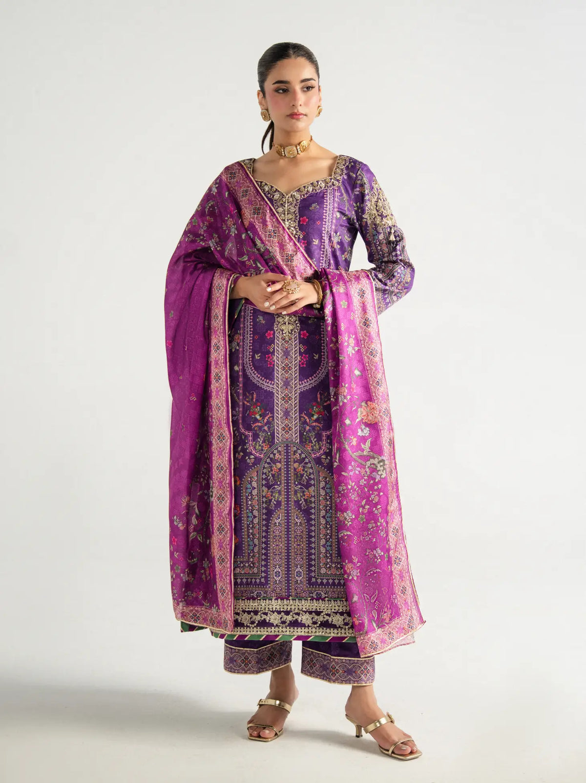 Plum Noir | AIRA PRINTED SILK | GULAAL Free Shipping to UK/USA/UAE Kapraye