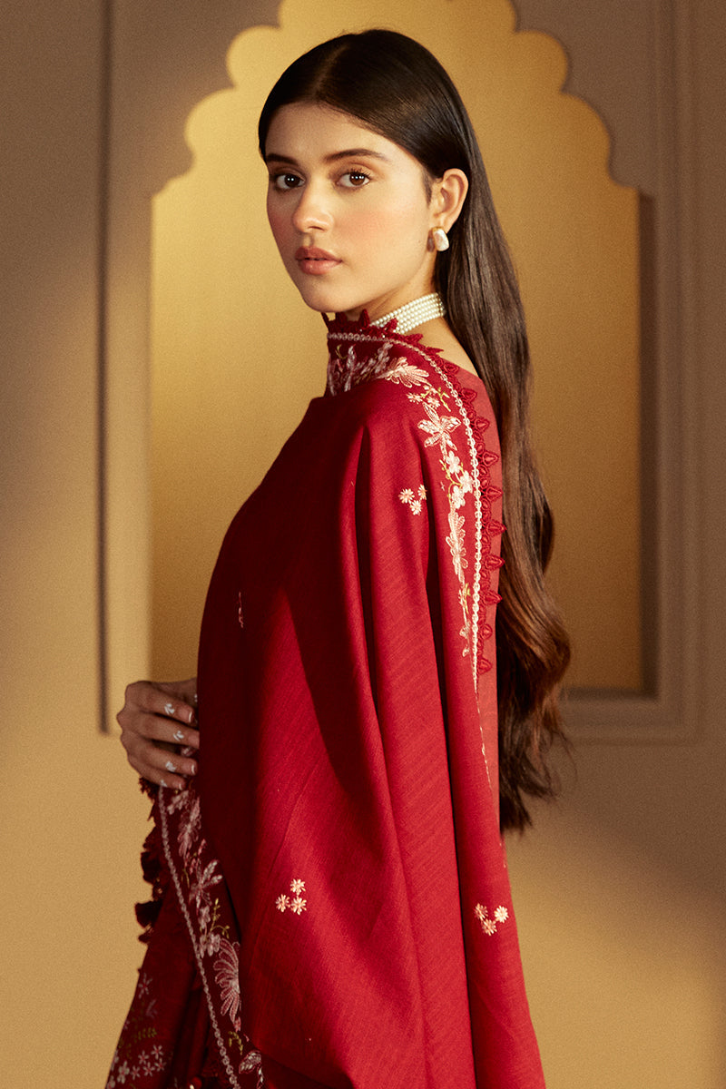 GARNET RIME-3 PC KHADDAR PRINTED SUIT | WINTER COLLECTION-24 | CROSS STITCH