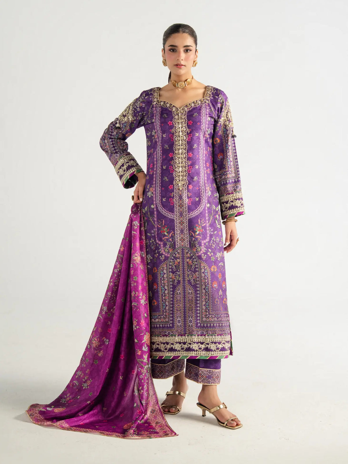 Plum Noir | AIRA PRINTED SILK | GULAAL Free Shipping to UK/USA/UAE Kapraye