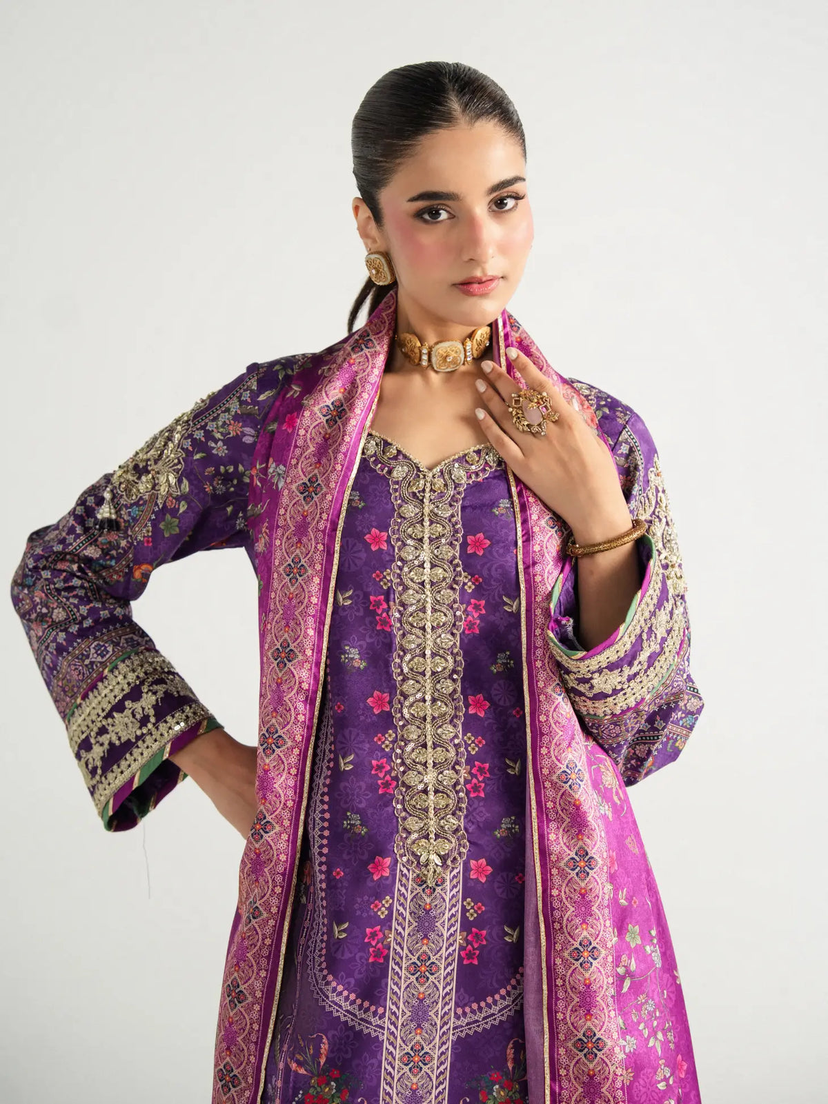 Plum Noir | AIRA PRINTED SILK | GULAAL Free Shipping to UK/USA/UAE Kapraye