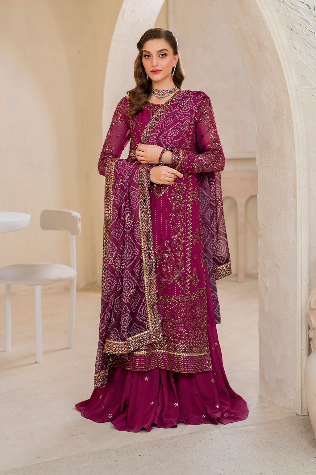 CC-45 EMBROIDED CHIFFON | NOOR ANGAN SEMI FORMALS | IZNIK