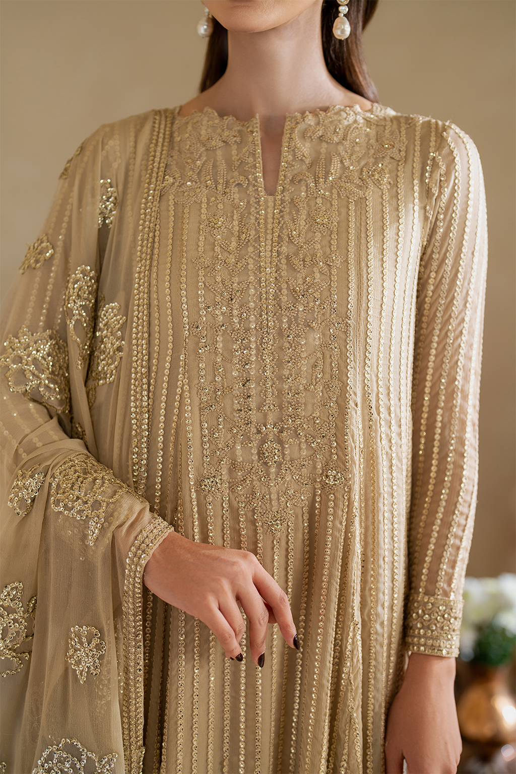 CC-58EMBROIDED CHIFFON | NOOR ANGAN SEMI FORMALS | IZNIK