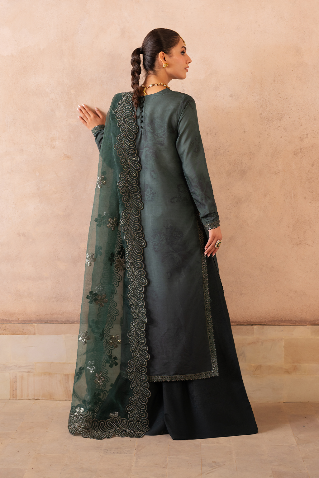 UE-324 Embroidered Raw Silk | Printed Formals | IZNIK