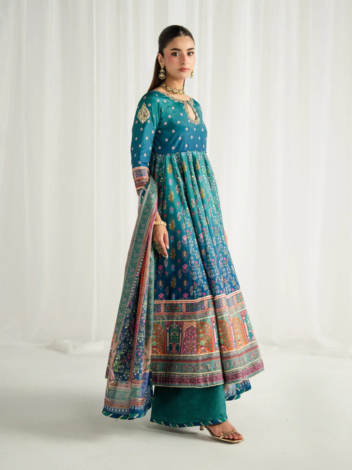 Azure | AIRA PRINTED SILK | GULAAL Free Shipping to UK/USA/UAE Kapraye