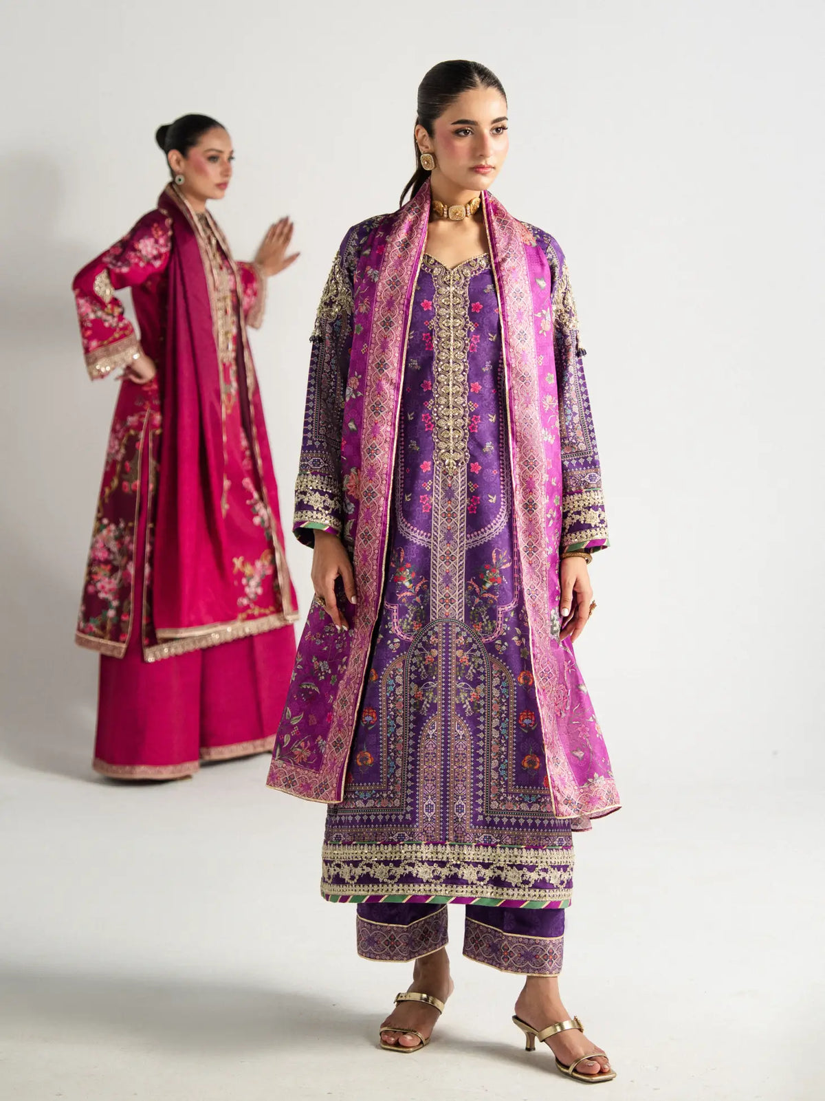 Plum Noir | AIRA PRINTED SILK | GULAAL Free Shipping to UK/USA/UAE Kapraye