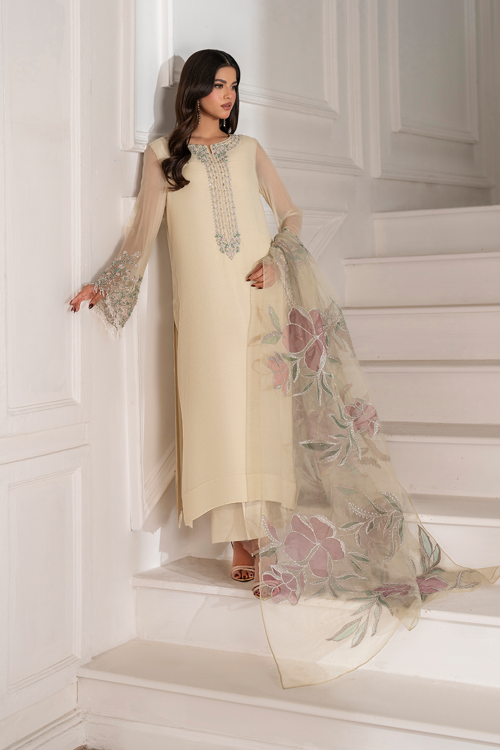 UE-413 EMBROIDED CHIFFON | NOOR ANGAN SEMI FORMALS | IZNIK