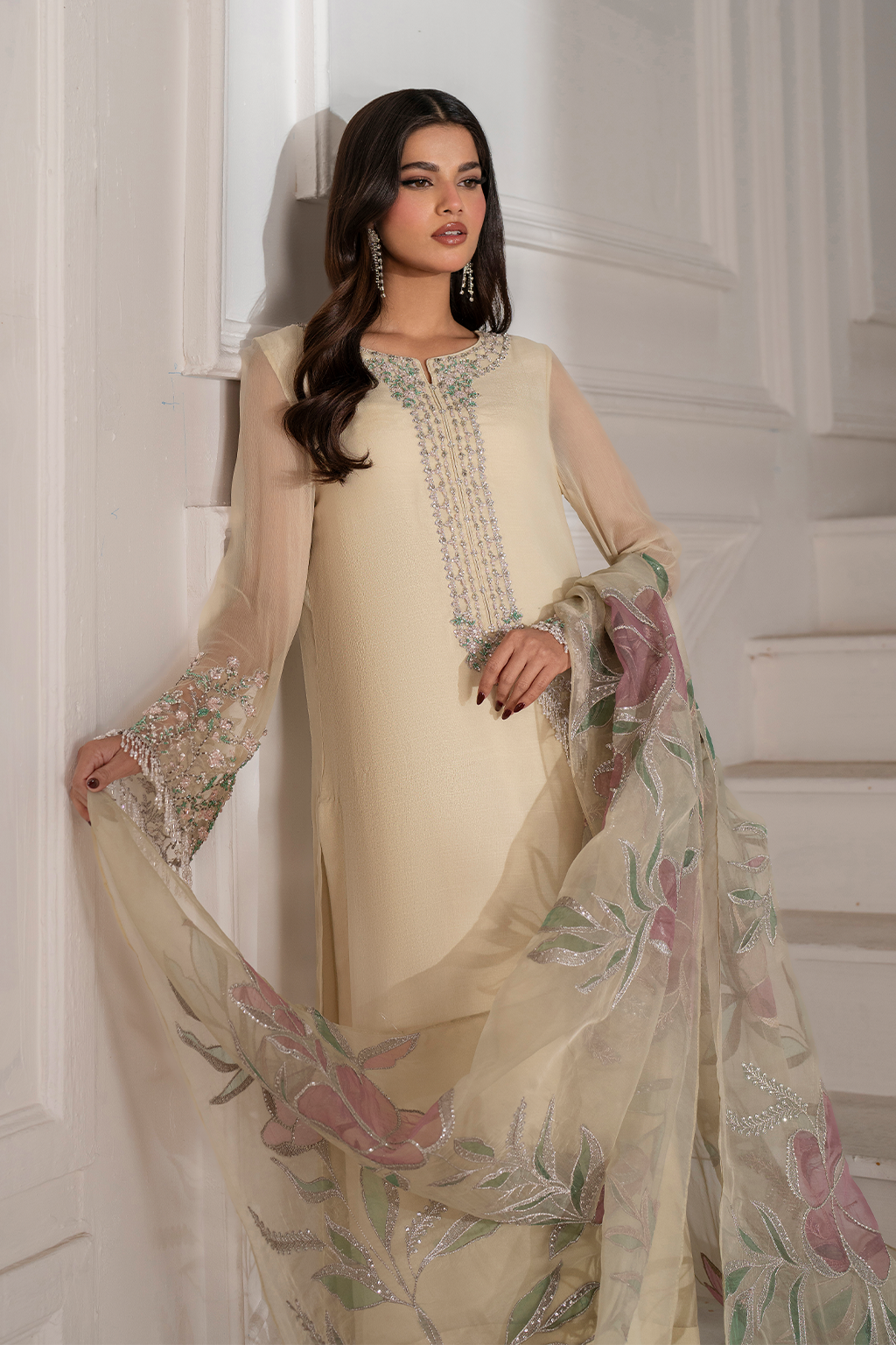 UE-413 EMBROIDED CHIFFON | NOOR ANGAN SEMI FORMALS | IZNIK