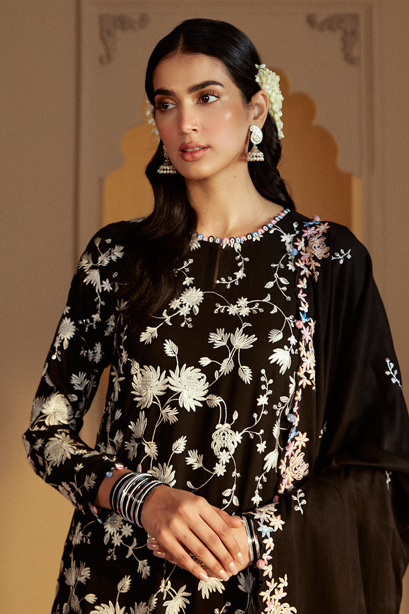 ASHLEY SMOKE-3 PC LINEN EMBROIDERED SUIT | WINTER COLLECTION-24 | CROSS STITCH