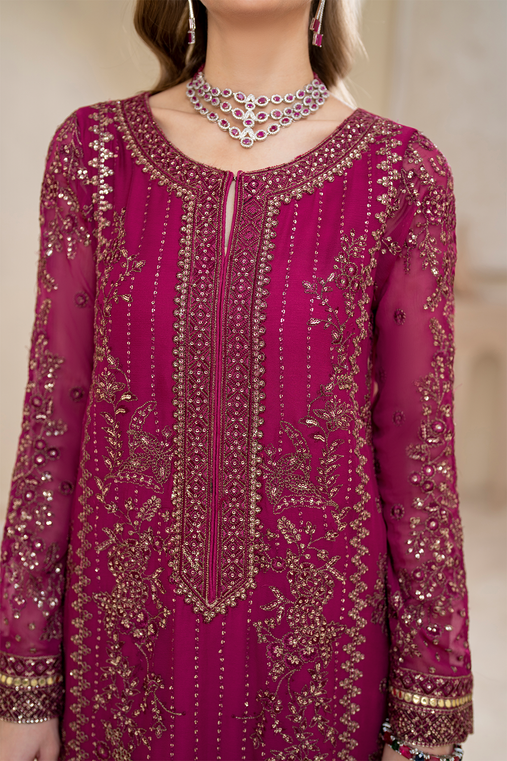 CC-45 EMBROIDED CHIFFON | NOOR ANGAN SEMI FORMALS | IZNIK