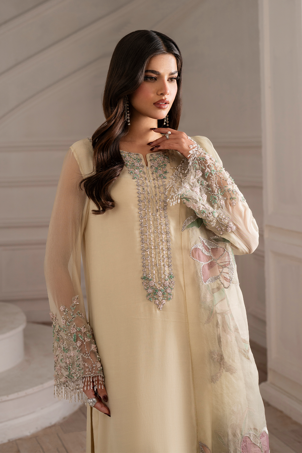 UE-413 EMBROIDED CHIFFON | NOOR ANGAN SEMI FORMALS | IZNIK