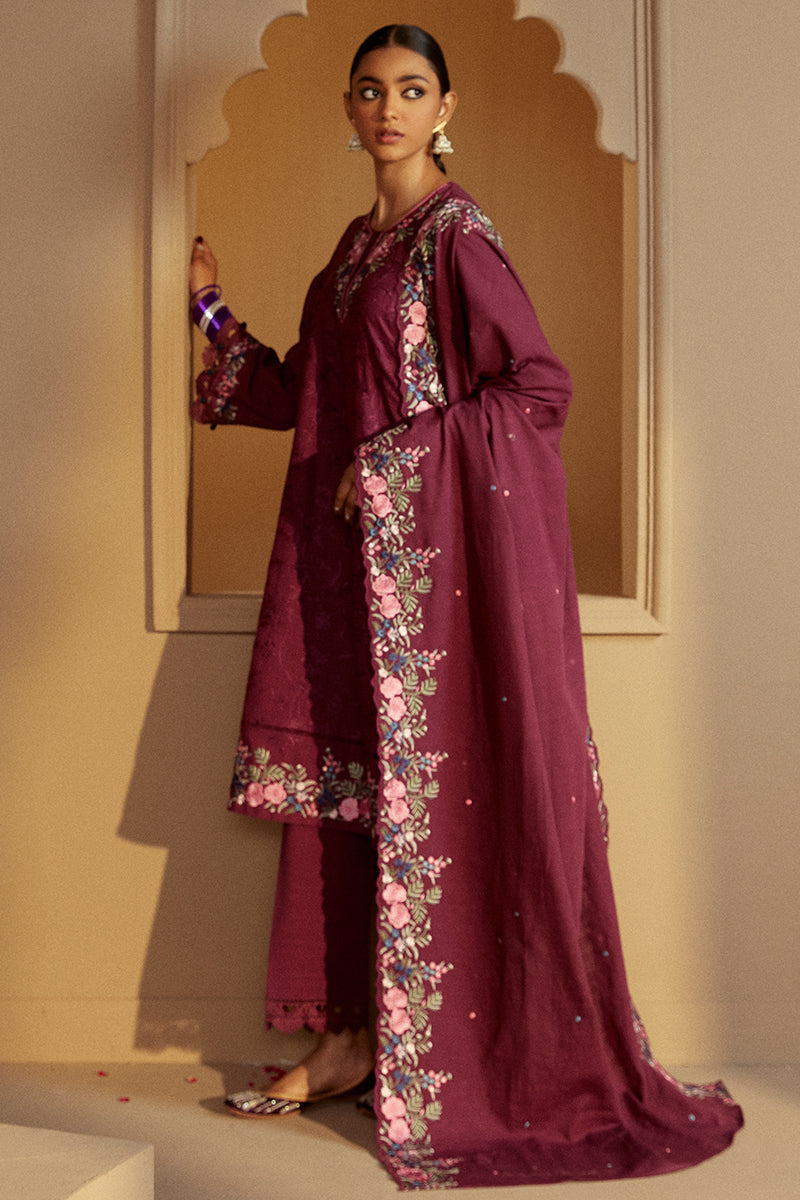 PLUM RADIANCE-3 PC KHADDAR EMBROIDERED SUIT | WINTER COLLECTION-24 | CROSS STITCH