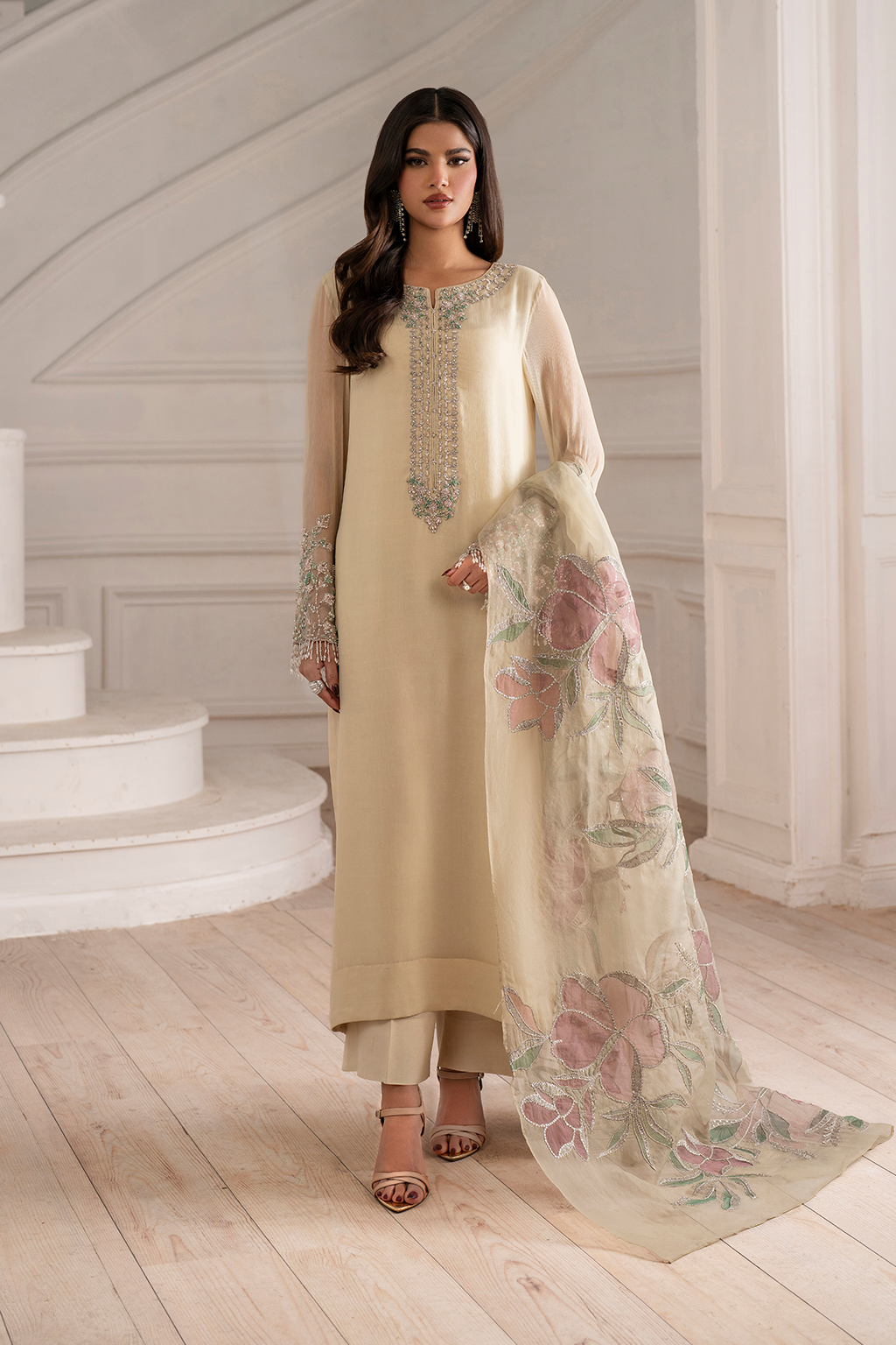 UE-413 EMBROIDED CHIFFON | NOOR ANGAN SEMI FORMALS | IZNIK