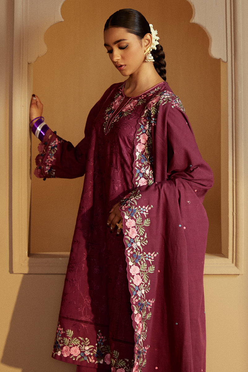 PLUM RADIANCE-3 PC KHADDAR EMBROIDERED SUIT | WINTER COLLECTION-24 | CROSS STITCH