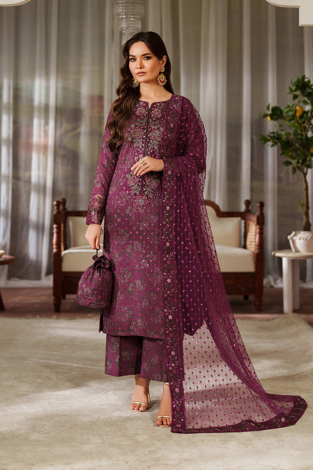 UE-538 Printed Raw Silk | Printed Formals | IZNIK