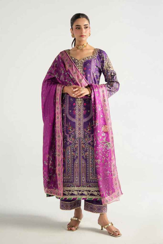 Plum Noir | AIRA PRINTED SILK | GULAAL Free Shipping to UK/USA/UAE Kapraye