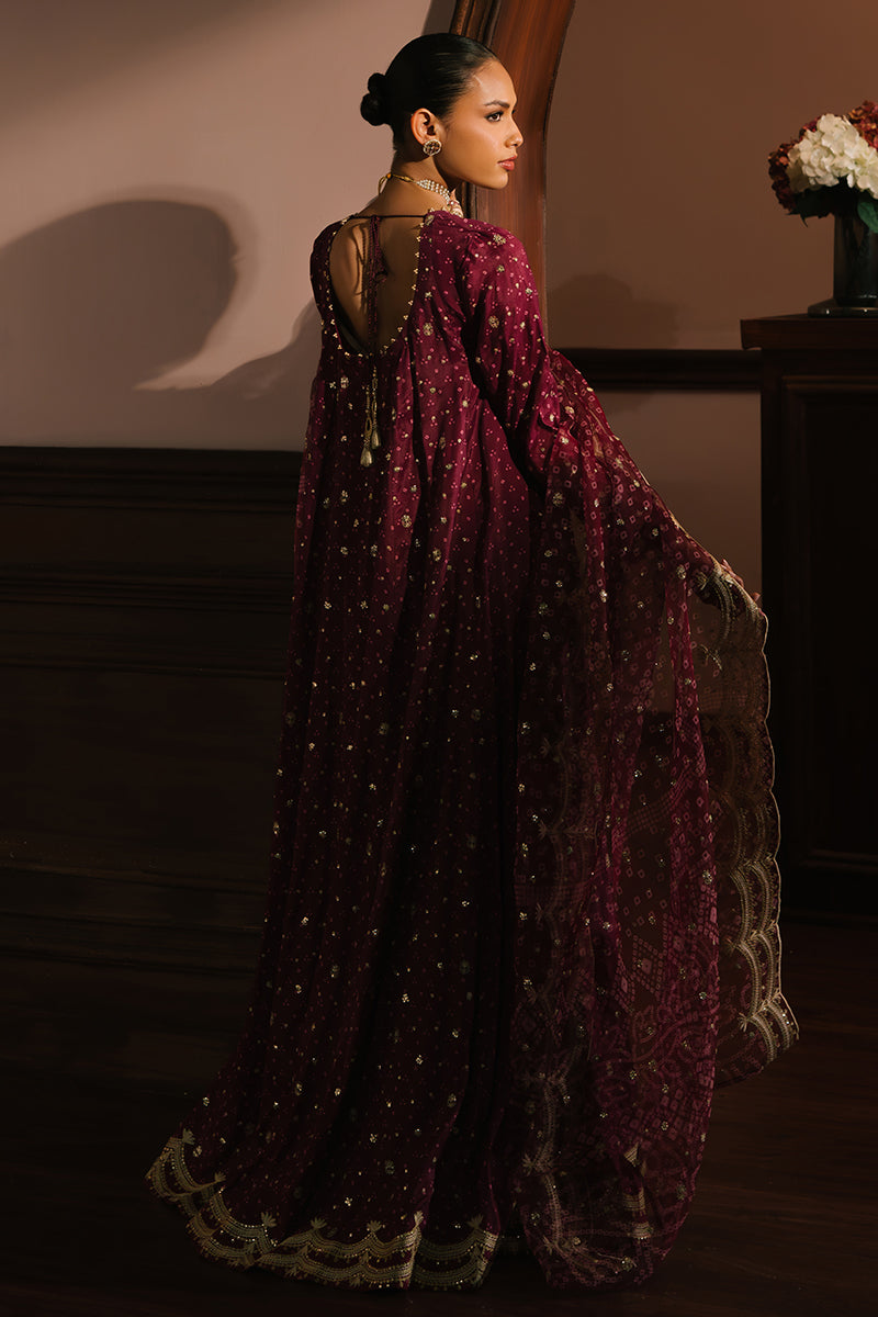 RADIANT ORCHID-3PC SILK EMBROIDERED SUIT | WEDDING UNSTITCHED | CROSS STITCH in UK USA UAE online kapraye.com