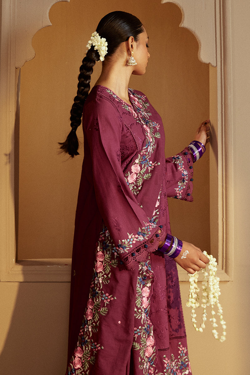 PLUM RADIANCE-3 PC KHADDAR EMBROIDERED SUIT | WINTER COLLECTION-24 | CROSS STITCH