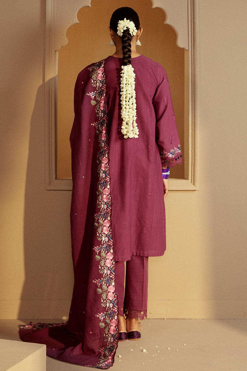 PLUM RADIANCE-3 PC KHADDAR EMBROIDERED SUIT | WINTER COLLECTION-24 | CROSS STITCH