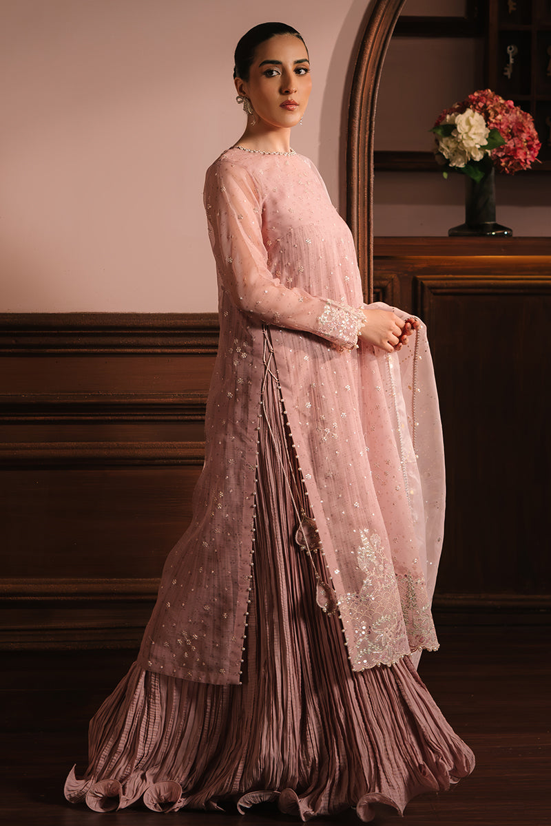 ROSY WHISPER-4PC NET EMBROIDERED SUIT | WEDDING UNSTITCHED | CROSS STITCH in UK USA UAE online kapraye.com