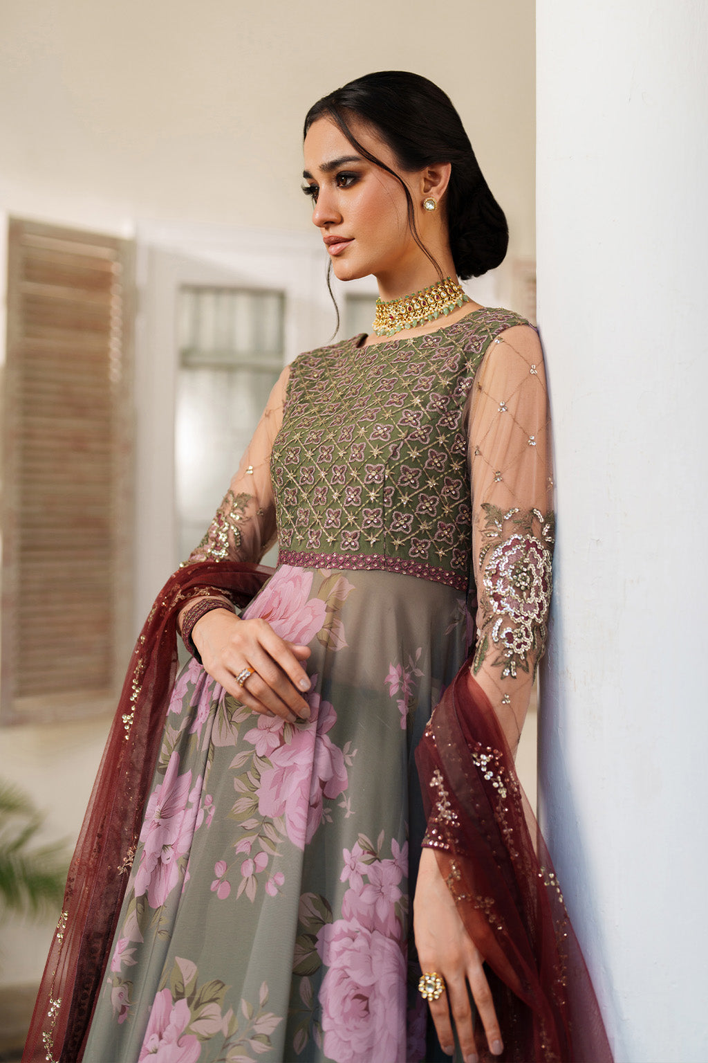 UE-541 Printed Raw Silk | Printed Formals | IZNIK