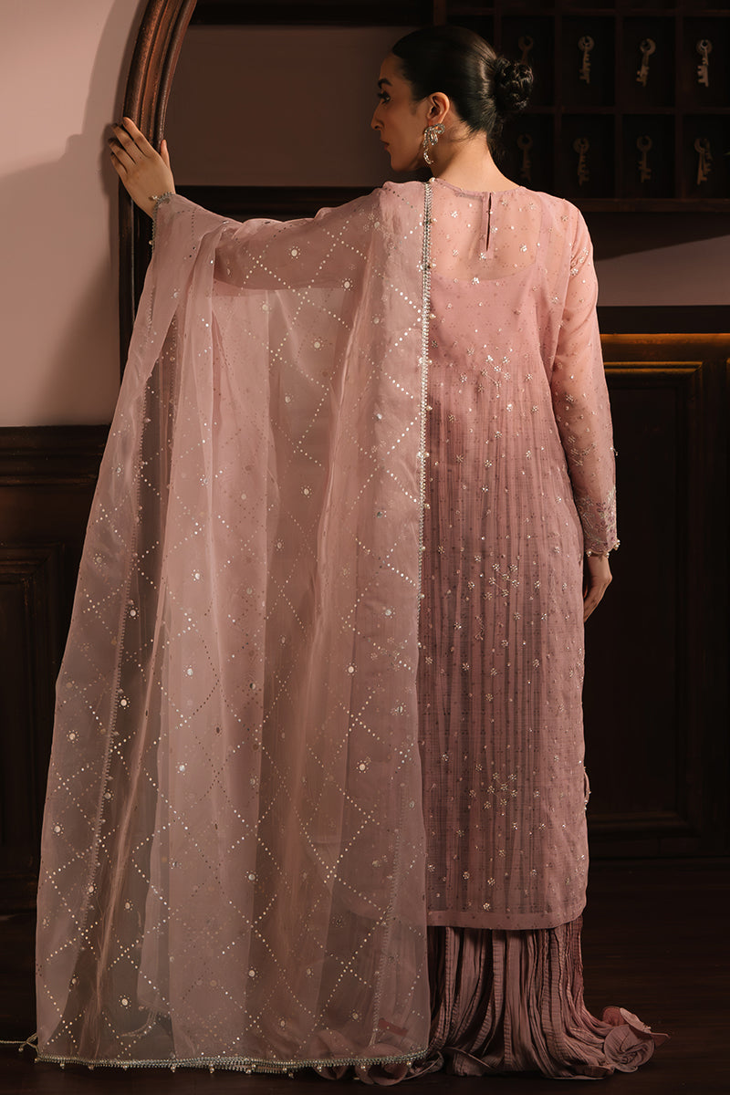 ROSY WHISPER-4PC NET EMBROIDERED SUIT | WEDDING UNSTITCHED | CROSS STITCH in UK USA UAE online kapraye.com