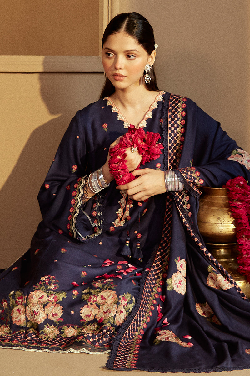 SAPPHIRE BLISS-3 PC MARINA EMBROIDERED SUIT | WINTER COLLECTION-24 | CROSS STITCH