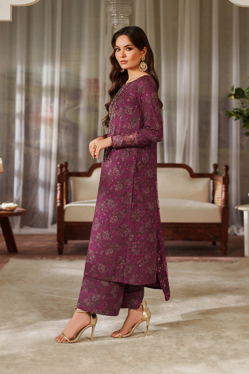 UE-538 Printed Raw Silk | Printed Formals | IZNIK