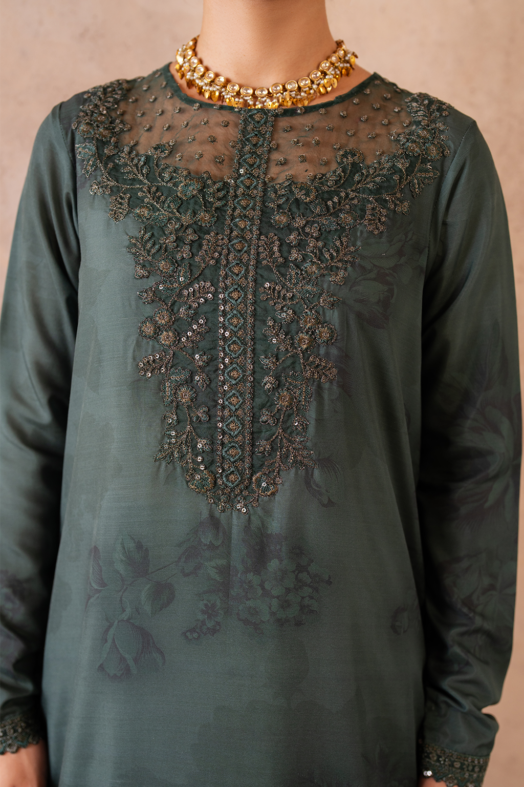 UE-324 Embroidered Raw Silk | Printed Formals | IZNIK