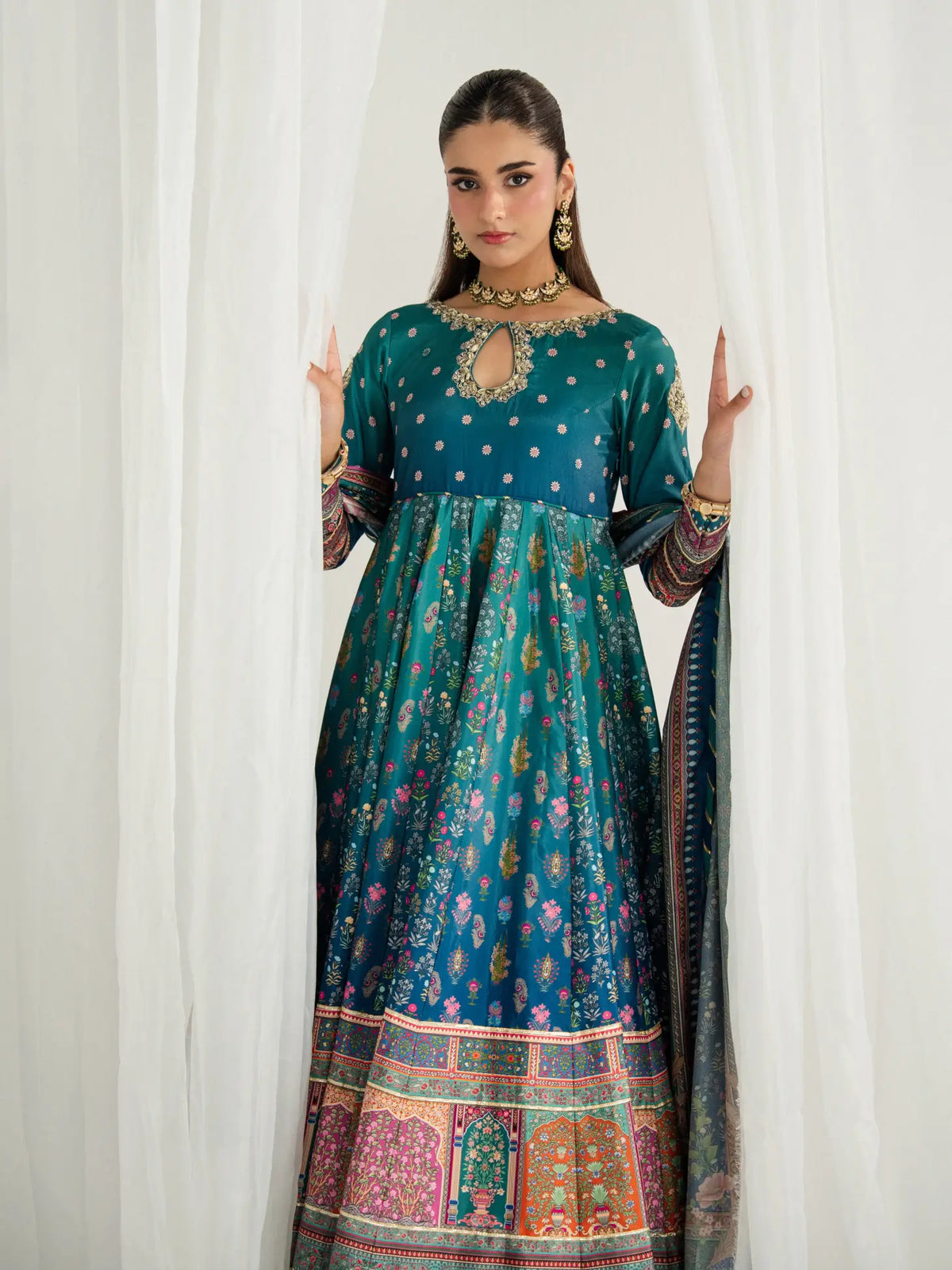 Azure | AIRA PRINTED SILK | GULAAL Free Shipping to UK/USA/UAE Kapraye