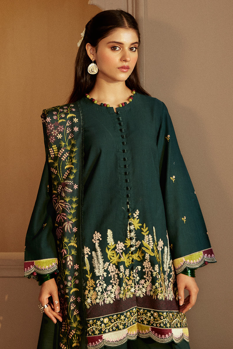 EMERALD FOREST-3 PC KHADDAR EMBROIDERED SUIT | WINTER COLLECTION-24 | CROSS STITCH