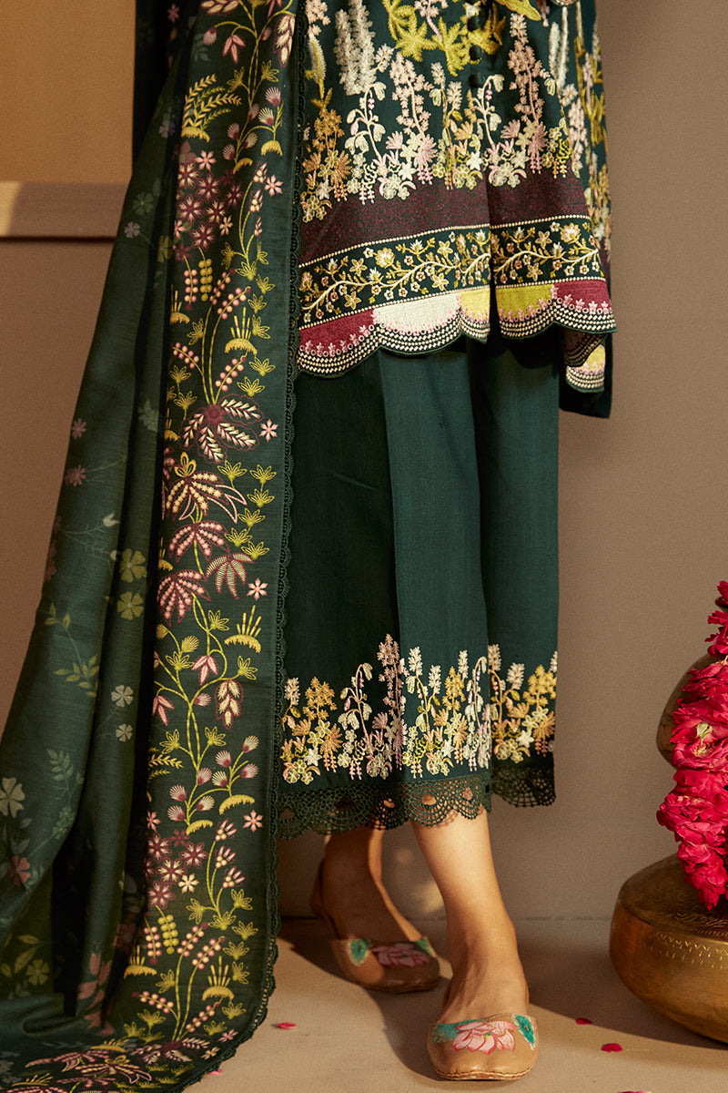 EMERALD FOREST-3 PC KHADDAR EMBROIDERED SUIT | WINTER COLLECTION-24 | CROSS STITCH