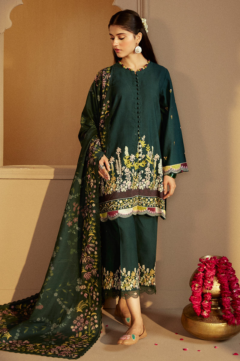 EMERALD FOREST-3 PC KHADDAR EMBROIDERED SUIT | WINTER COLLECTION-24 | CROSS STITCH