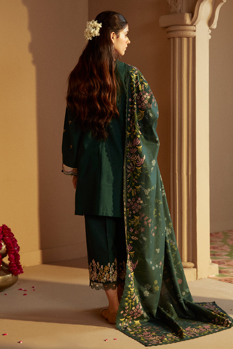 EMERALD FOREST-3 PC KHADDAR EMBROIDERED SUIT | WINTER COLLECTION-24 | CROSS STITCH