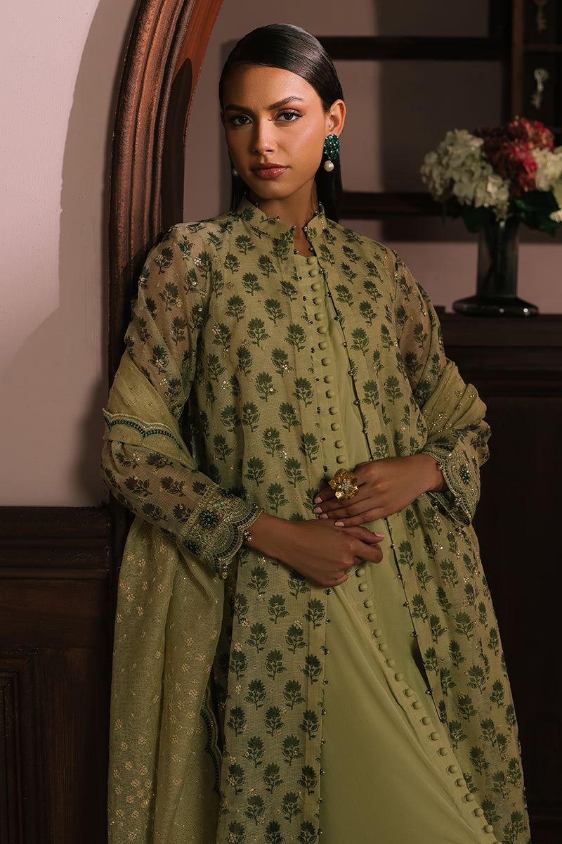 GLEAMING GOLD-4PC NET EMBROIDERED SUIT | WEDDING UNSTITCHED | CROSS STITCH in UK USA UAE online kapraye.com