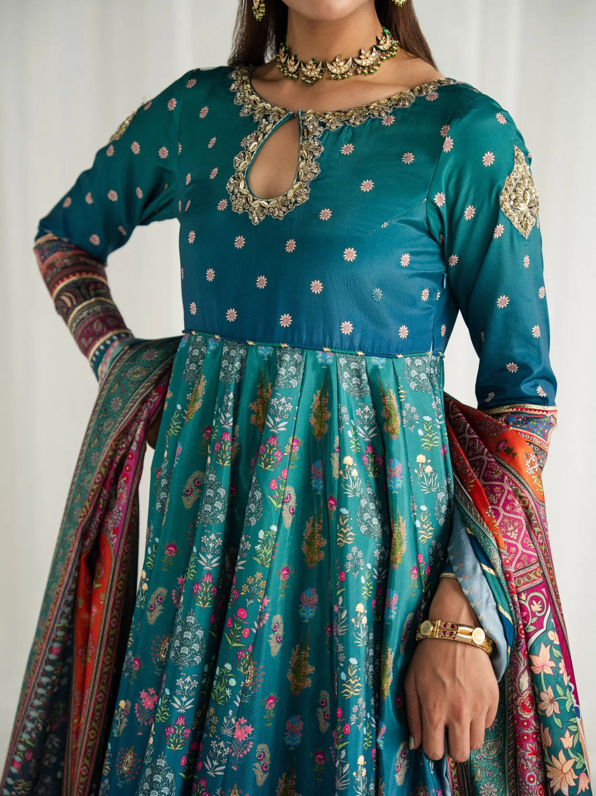 Azure | AIRA PRINTED SILK | GULAAL Free Shipping to UK/USA/UAE Kapraye