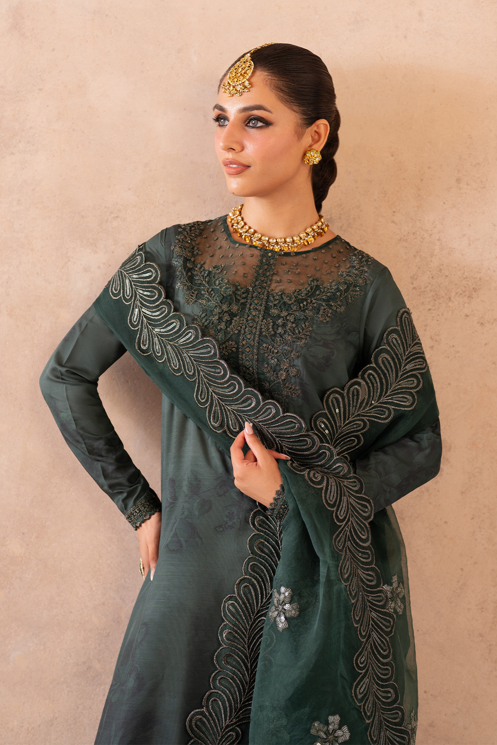 UE-324 Embroidered Raw Silk | Printed Formals | IZNIK