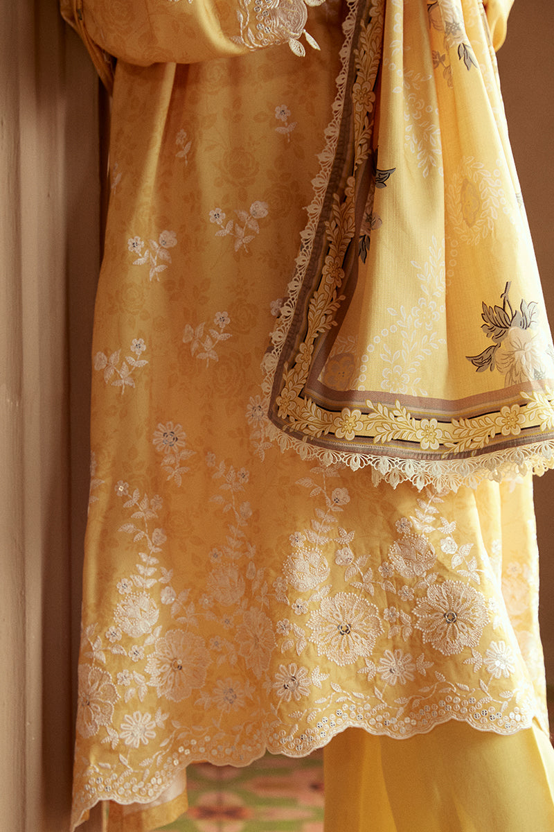 OCHRE TINT-3 PC LINEN EMBROIDERED SUIT | WINTER COLLECTION-24 | CROSS STITCH