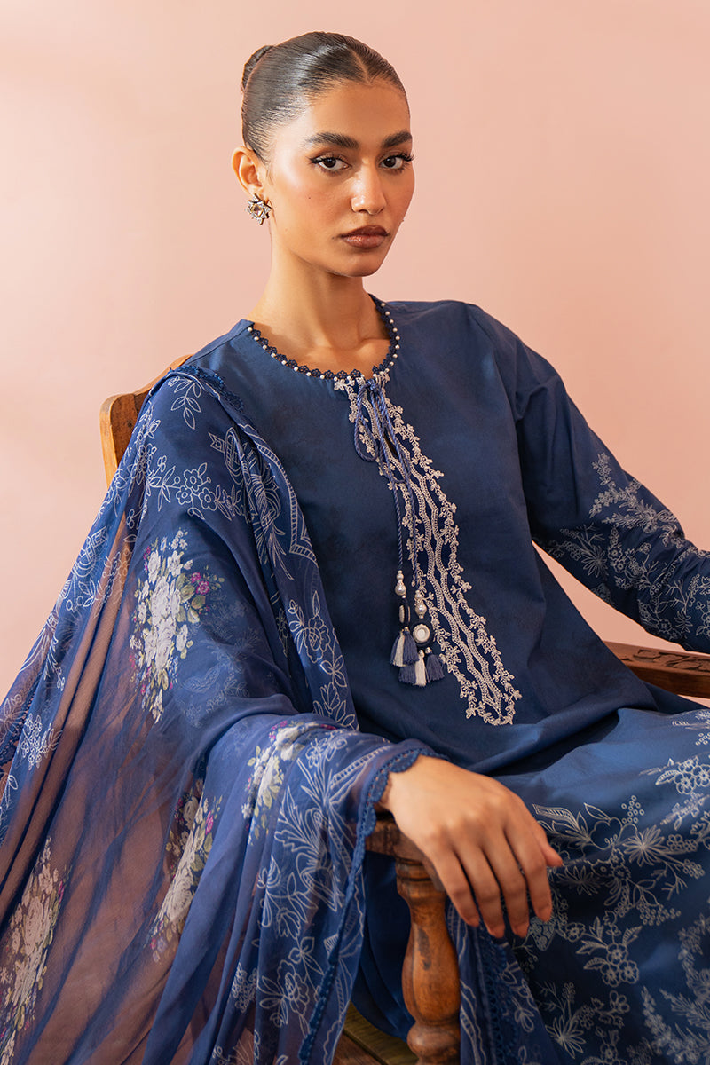 ORNATE BLUE | SEHER-UNSTITCHED CAMBRIC | CROSS STITCH in UK USA UAE online kapraye.com