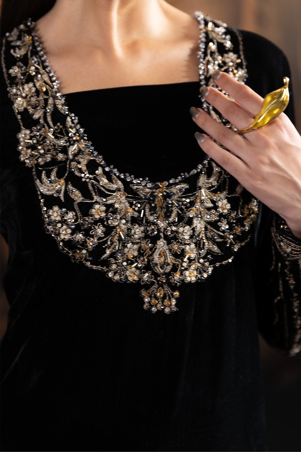 AF-VLT-2212-Celeste | L’AMOUR ’25 – Luxury Handmade Velvet Collection | ALIZEH FASHION