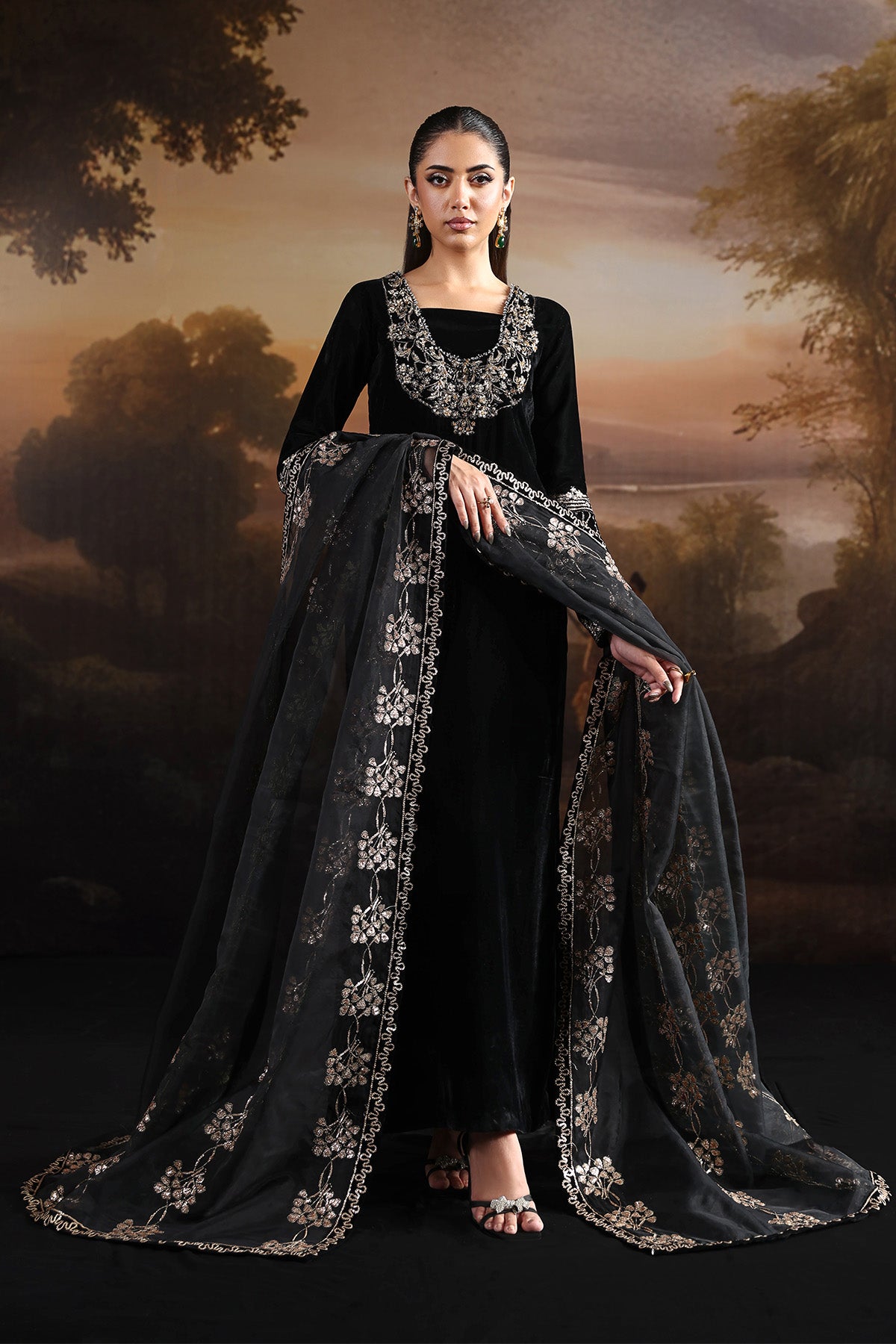 AF-VLT-2212-Celeste | L’AMOUR ’25 – Luxury Handmade Velvet Collection | ALIZEH FASHION