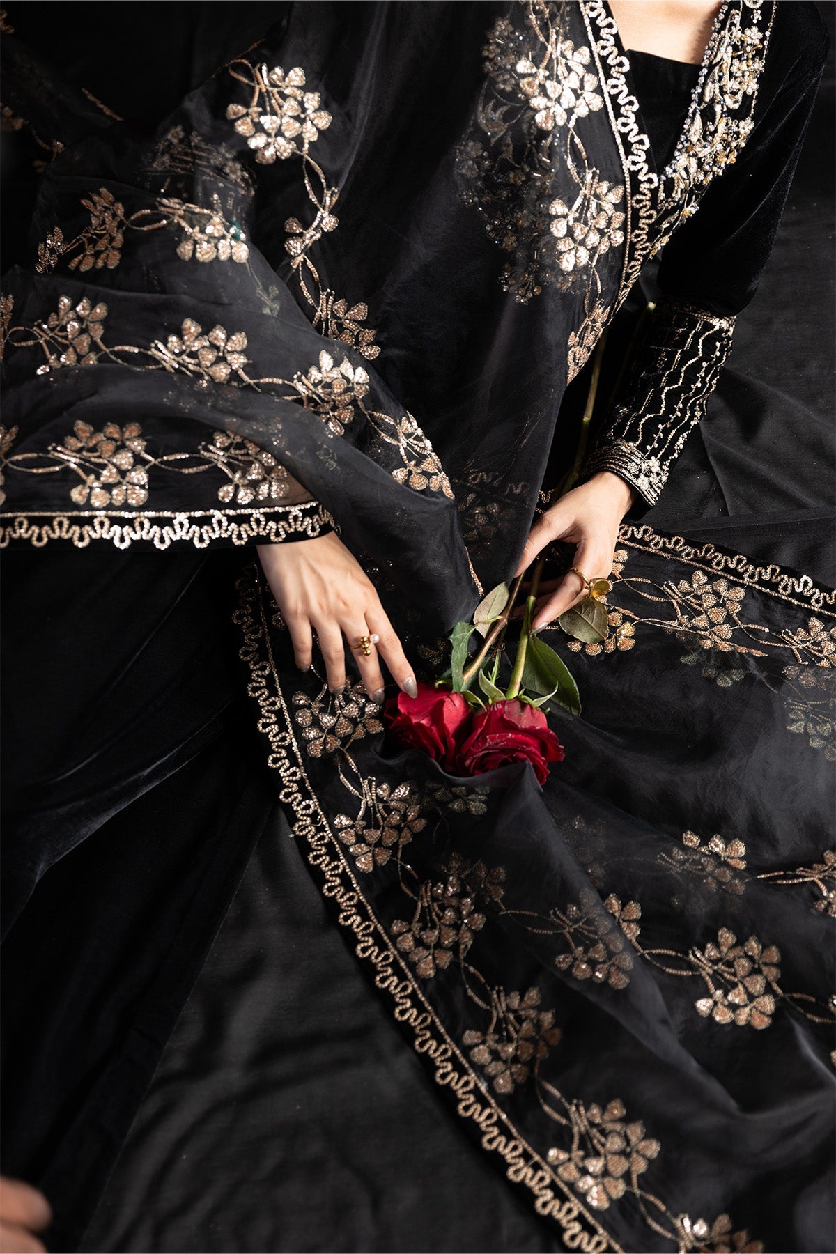 AF-VLT-2212-Celeste | L’AMOUR ’25 – Luxury Handmade Velvet Collection | ALIZEH FASHION