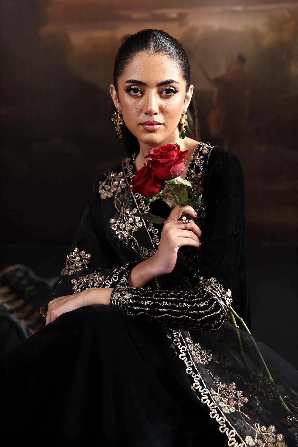 AF-VLT-2212-Celeste | L’AMOUR ’25 – Luxury Handmade Velvet Collection | ALIZEH FASHION