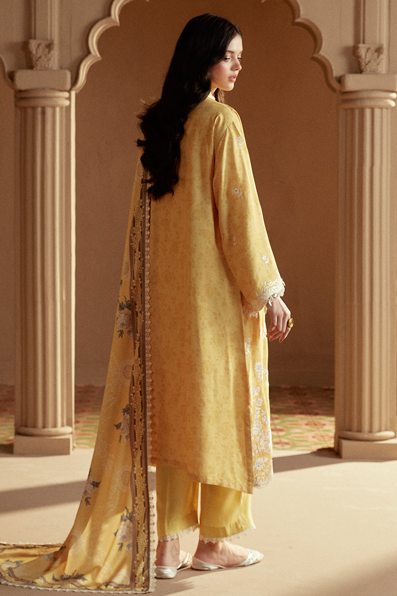 OCHRE TINT-3 PC LINEN EMBROIDERED SUIT | WINTER COLLECTION-24 | CROSS STITCH