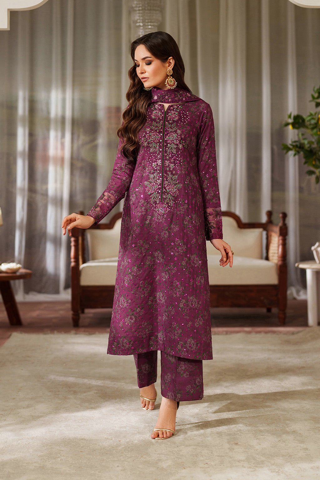UE-538 Printed Raw Silk | Printed Formals | IZNIK