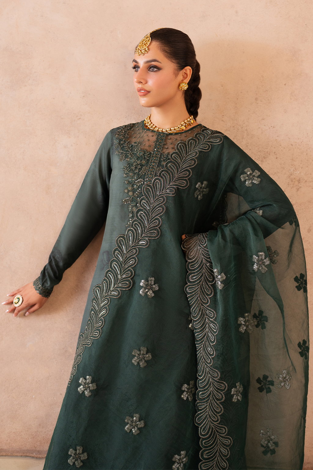 UE-324 Embroidered Raw Silk | Printed Formals | IZNIK