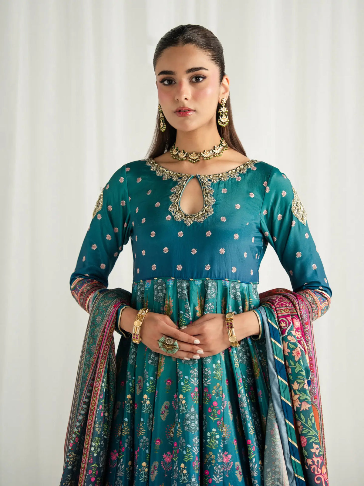 Azure | AIRA PRINTED SILK | GULAAL Free Shipping to UK/USA/UAE Kapraye
