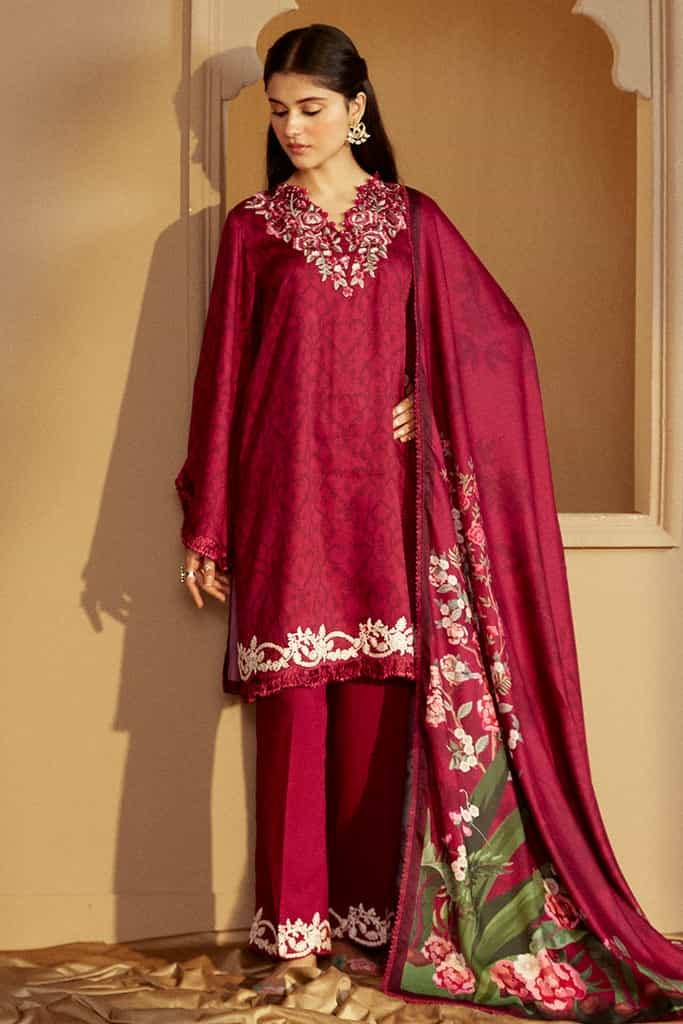 PINK VELVETEN-3 PC MARINA PRINTED SUIT | WINTER COLLECTION-24 | CROSS STITCH