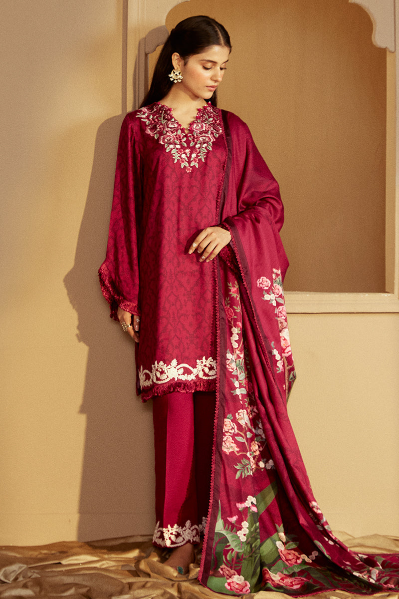 PINK VELVETEN-3 PC MARINA PRINTED SUIT | WINTER COLLECTION-24 | CROSS STITCH