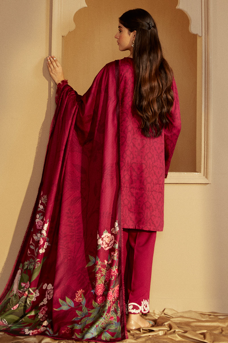 PINK VELVETEN-3 PC MARINA PRINTED SUIT | WINTER COLLECTION-24 | CROSS STITCH