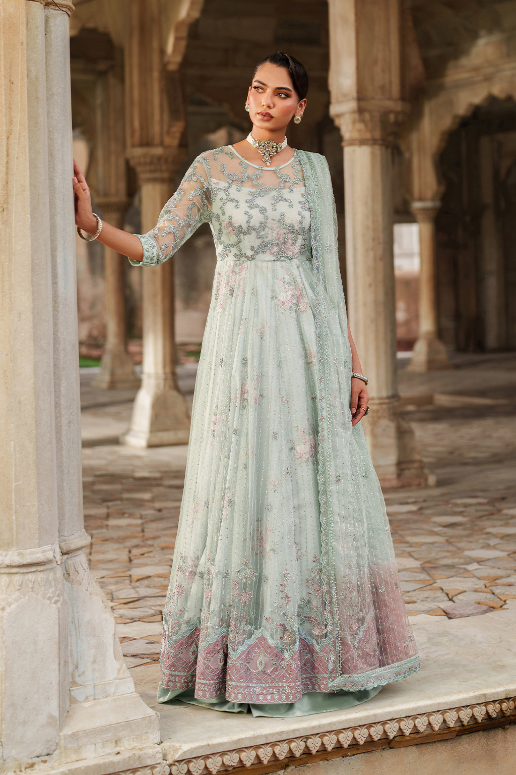 UE-553 Embroidered Net | Printed Formals | IZNIK